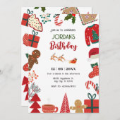 Weihnachtsschmuck zum Geburtstag Einladung (Vorne/Hinten)