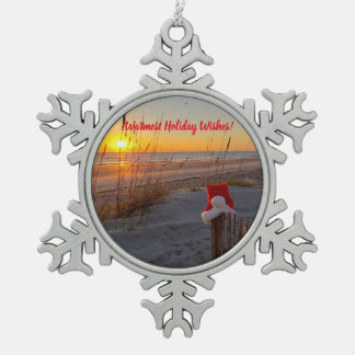 Weihnachtsschmuck zum Thema Strand mit Weihnachtsm Schneeflocken Zinn-Ornament
