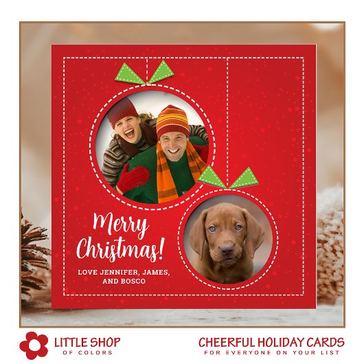 Weihnachtsschmuck Zwei Foto Ferienkarte