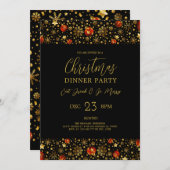 Weihnachtsschmuckgrenze - Abendessen einladen Einladung (Vorne/Hinten)