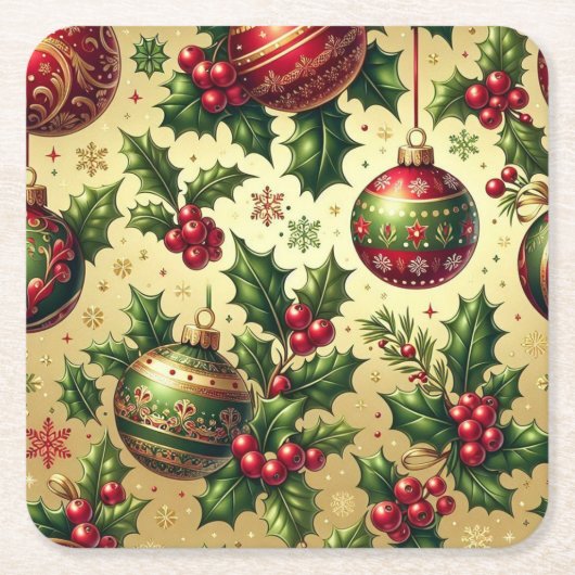 Weihnachtsschmuckpapier-Untersetzer Rechteckiger Pappuntersetzer (Vorderseite)