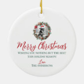 Weihnachtsschnauzer-Hündchen-Weihnachtsmannmütze Keramik Ornament (Hinten)