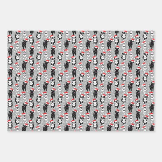 Weihnachtsschnauzer im Schnee spielen Geschenkpapier Set (Vorderseite 2)