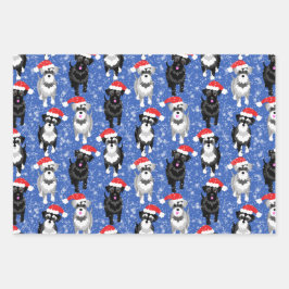 Weihnachtsschnauzer im Schnee spielen Geschenkpapier Set