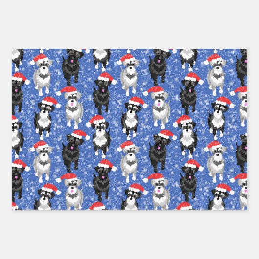 Weihnachtsschnauzer im Schnee spielen Geschenkpapier Set (Vorderseite)