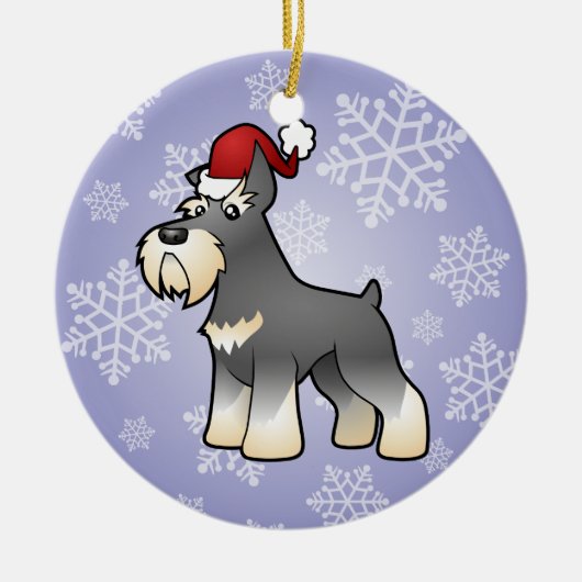 WeihnachtsSchnauzer Keramikornament (Vorne)
