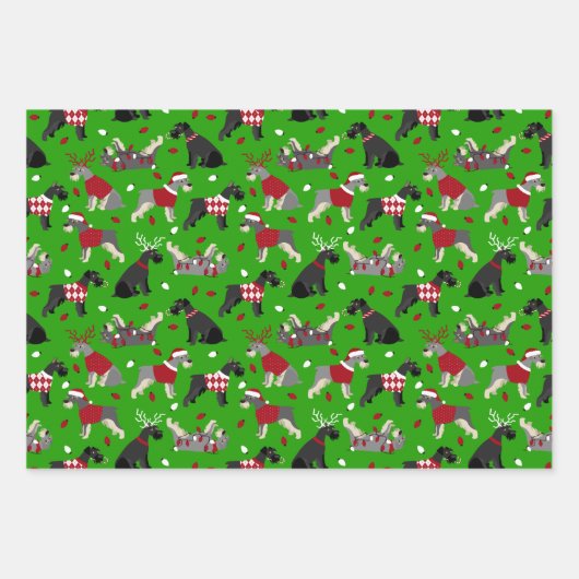 Weihnachtsschnauzer Wrapping Paper Sheets Geschenkpapier Set (Vorderseite 3)