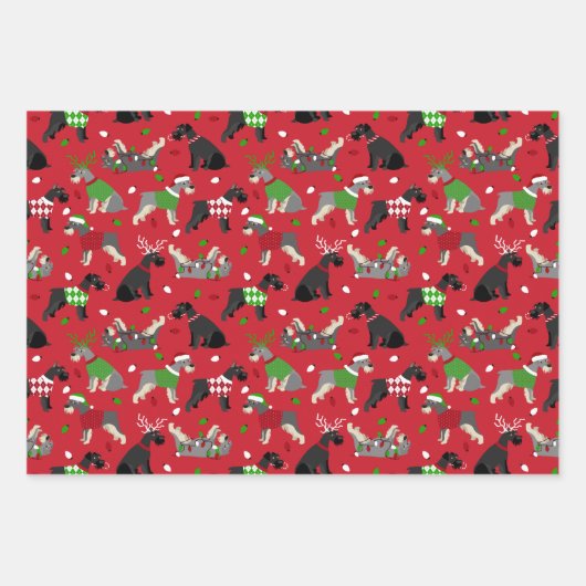Weihnachtsschnauzer Wrapping Paper Sheets Geschenkpapier Set (Vorderseite 2)
