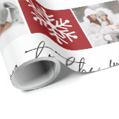 Weihnachtsschnee 8 Fotos Gitter Collage Schwarz-we Geschenkpapier (Rolleneckpunkt)