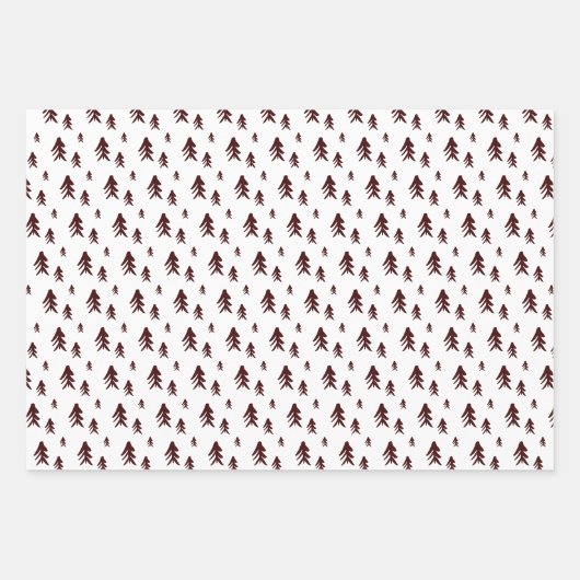 Weihnachtsschnee 8 Fotos Gitter Kiefer dunkelrot Geschenkpapier Set (Vorderseite 3)