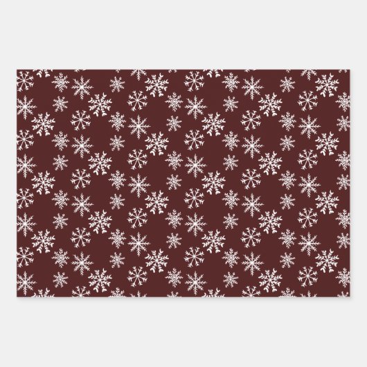 Weihnachtsschnee 8 Fotos Gitter Kiefer dunkelrot Geschenkpapier Set (Vorderseite 2)