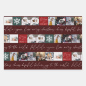 Weihnachtsschnee 8 Fotos Gitter Kiefer dunkelrot Geschenkpapier Set (Vorderseite)