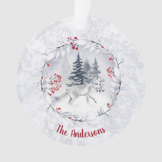 Weihnachtsschnee arktischer Fox Winterlandschaft N Ornament (Vorderseite)