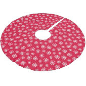 Weihnachtsschnee auf Cherry Red Polyester Weihnachtsbaumdecke (Schrägansicht)