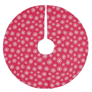 Weihnachtsschnee auf Cherry Red Polyester Weihnachtsbaumdecke