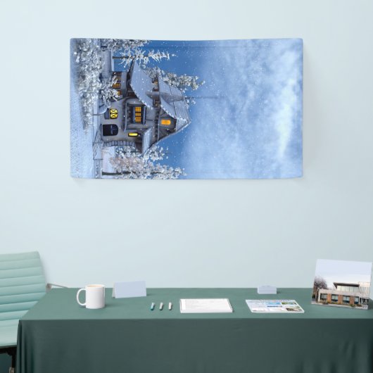 Weihnachtsschnee auf dem Lebkuchenhaus Banner (Messeveranstaltung)