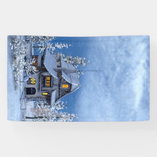 Weihnachtsschnee auf dem Lebkuchenhaus Banner (Horizontal)