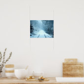 Weihnachtsschnee auf Eisenbahnwegen Poster (Küche)