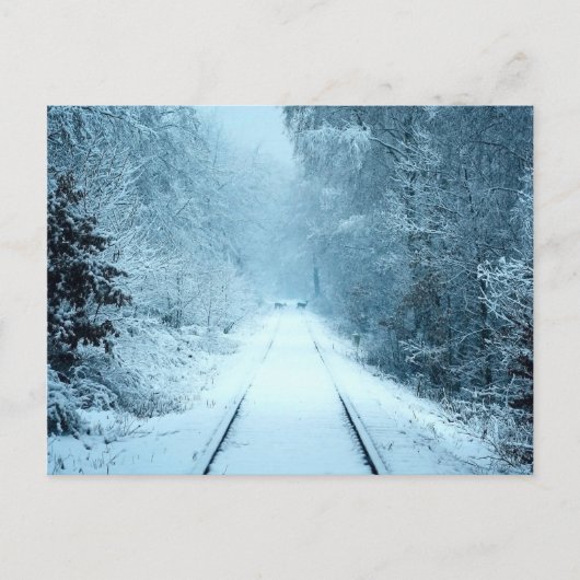 Weihnachtsschnee auf Eisenbahnwegen Postkarte (Vorderseite)