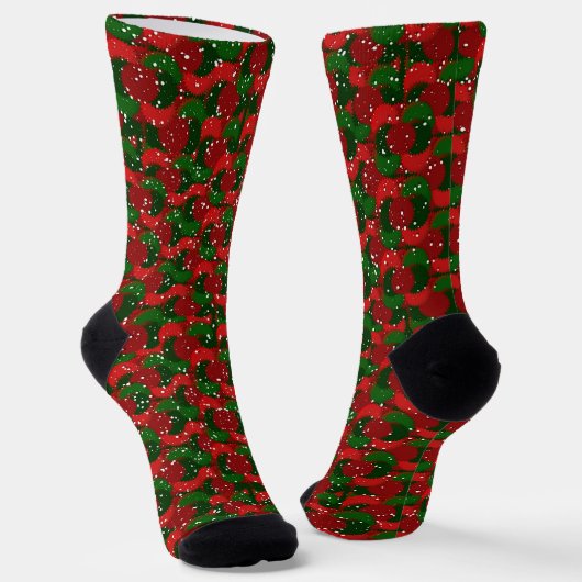 Weihnachtsschnee auf Rot und Grün Socken (Gewinkelt)
