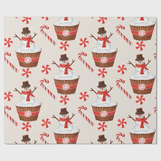 Weihnachtsschnee Cupcake Geschenkpapier (Flach)
