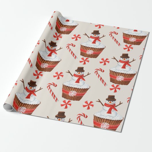 Weihnachtsschnee Cupcake Geschenkpapier (Ungerollt)