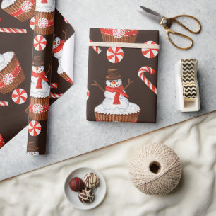 Weihnachtsschnee Cupcake Geschenkpapier