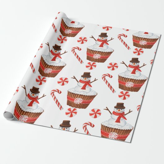 Weihnachtsschnee Cupcake Geschenkpapier (Ungerollt)