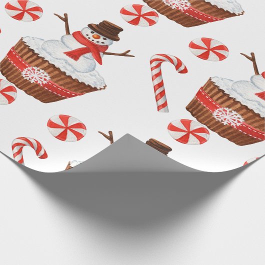 Weihnachtsschnee Cupcake Geschenkpapier (Ecke)