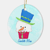 Weihnachtsschnee Cupcake Name Personalisiert Keramikornament (Links)