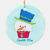 Weihnachtsschnee Cupcake Name Personalisiert Keramikornament (Hinten)