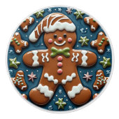Weihnachtsschnee Gingerbrot Mann Keramikknauf (Vorderseite)
