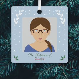 Weihnachtsschnee & Holly Custom Foto Ornament Aus Metall