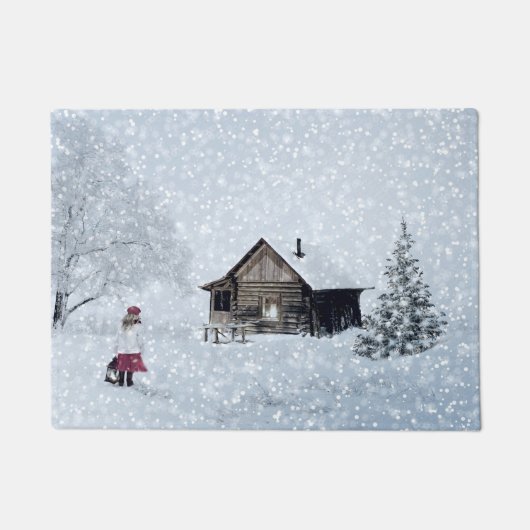 Weihnachtsschnee in der Hütte Fußmatte (Vorderseite)