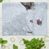 Weihnachtsschnee in der Hütte Geschirrtuch (Gefaltet)