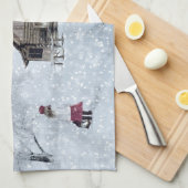 Weihnachtsschnee in der Hütte Geschirrtuch (Viertel Falte)