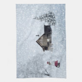 Weihnachtsschnee in der Hütte Geschirrtuch (Vertikal)