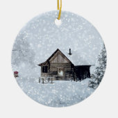 Weihnachtsschnee in der Hütte Keramik Ornament (Vorne)
