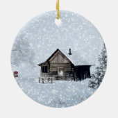 Weihnachtsschnee in der Hütte Keramik Ornament (Hinten)