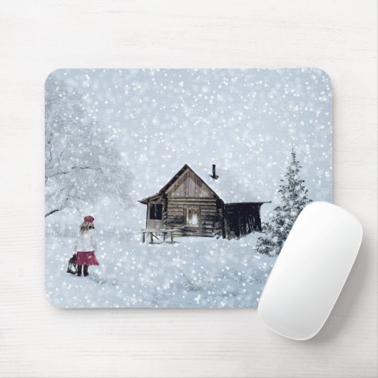 Weihnachtsschnee in der Hütte Mousepad (Mit Mouse)