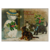 Weihnachtsschnee & Katzen Schneidebrett (Vorderseite)