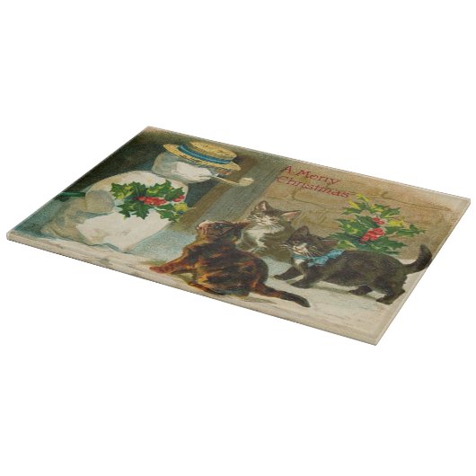 Weihnachtsschnee & Katzen Schneidebrett (Ecke)