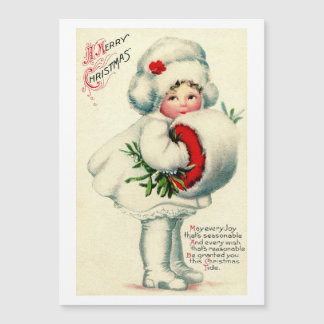 Weihnachtsschnee Kindertageskarte Magnetkarte