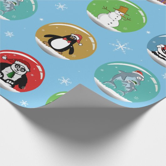 Weihnachtsschnee-Kugeln Geschenkpapier (Ecke)