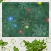 Weihnachtsschnee-Lichter Geschirrtuch (Gefaltet)