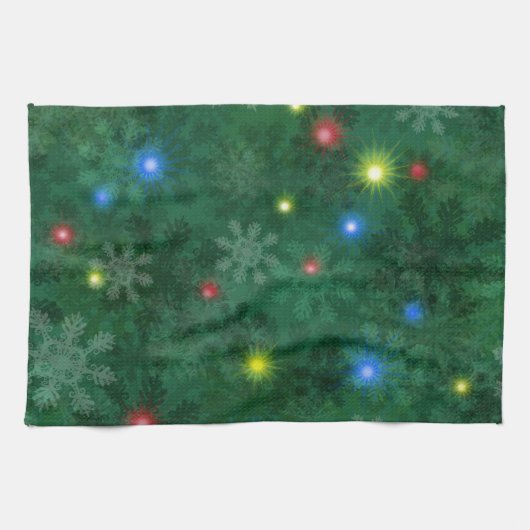 Weihnachtsschnee-Lichter Geschirrtuch (Horizontal)