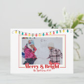 Weihnachtsschnee Merry & Bright Foto Lights Feiertagskarte (Stehend Vorderseite)