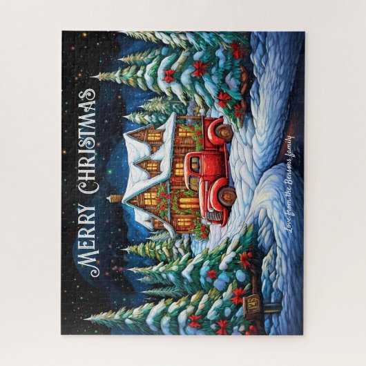 Weihnachtsschnee Pine Forest Happy Holiday Art Puzzle (Vertikal)