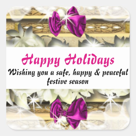 Weihnachtsschnee rosa quadratischer aufkleber (Vorderseite)