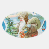 Weihnachtsschnee Santa Ovaler Aufkleber (Vorderseite)